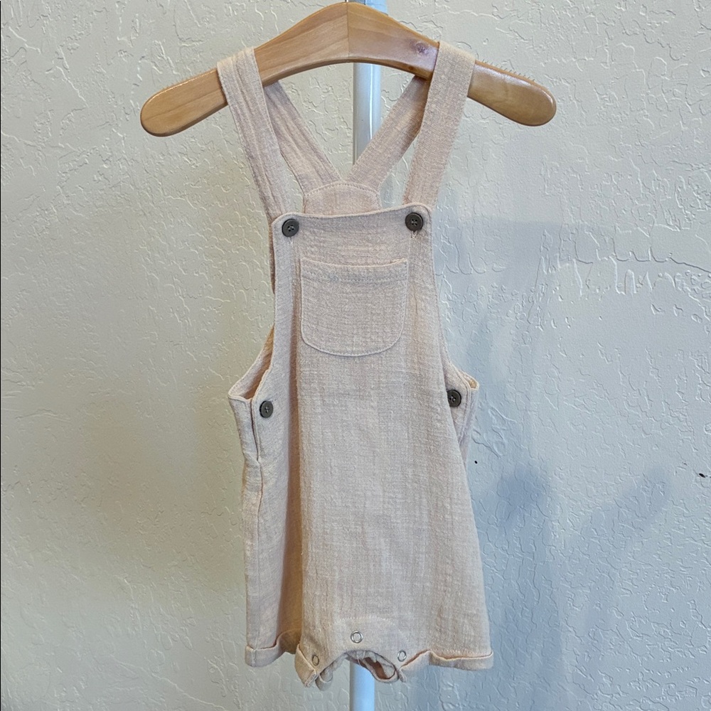 Erie &H Cream Kids Linen-Blend Overalls with Button Straps